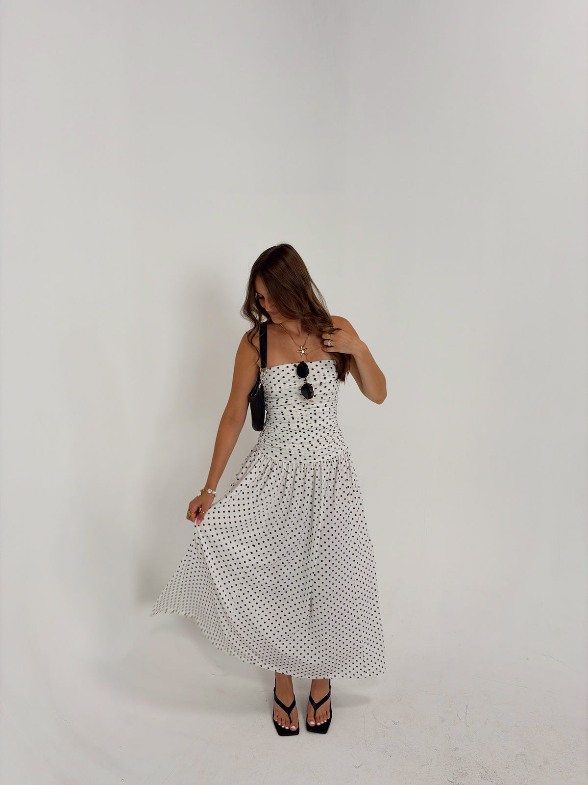 Polka dot soft maxi dress