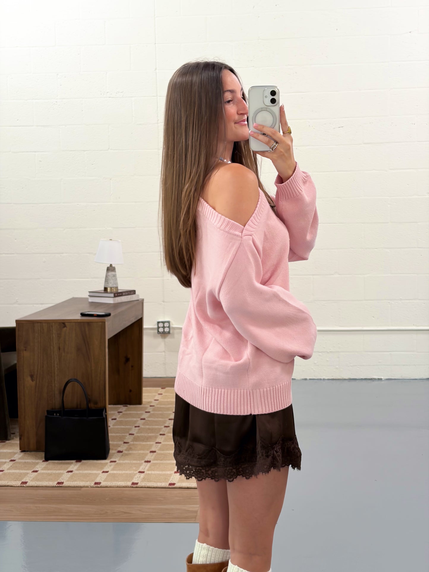 Mocha Satin Lace Skort