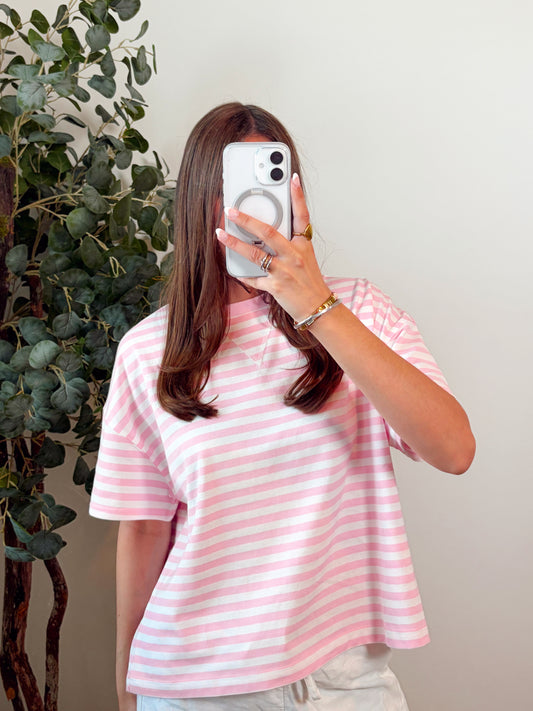 Bubblegum Stripe Boxy Tee