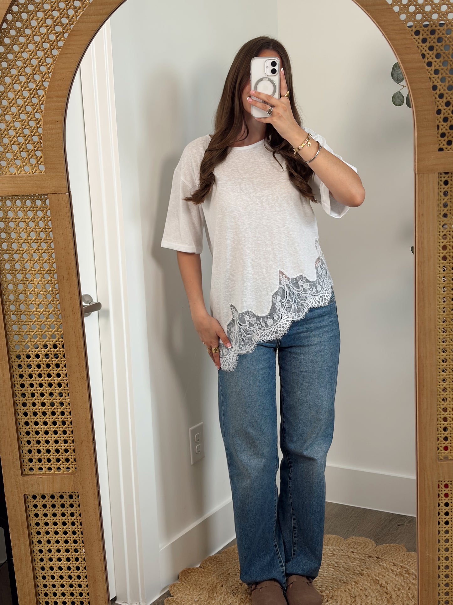 White Lace Asymmetrical Tee