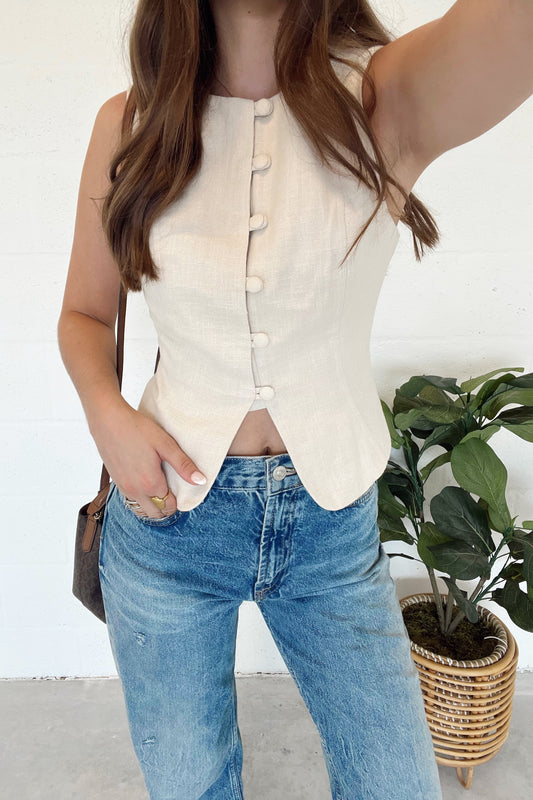 Warm Vanilla Button Vest