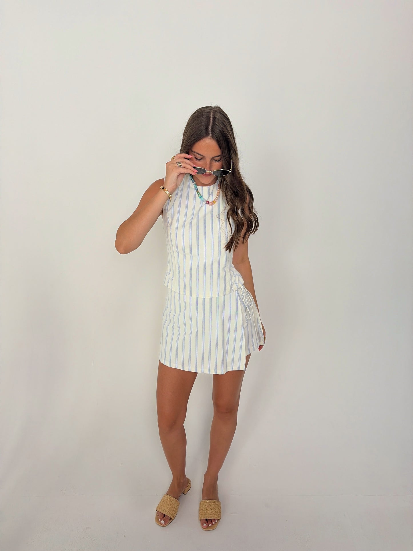 White stripe skort set