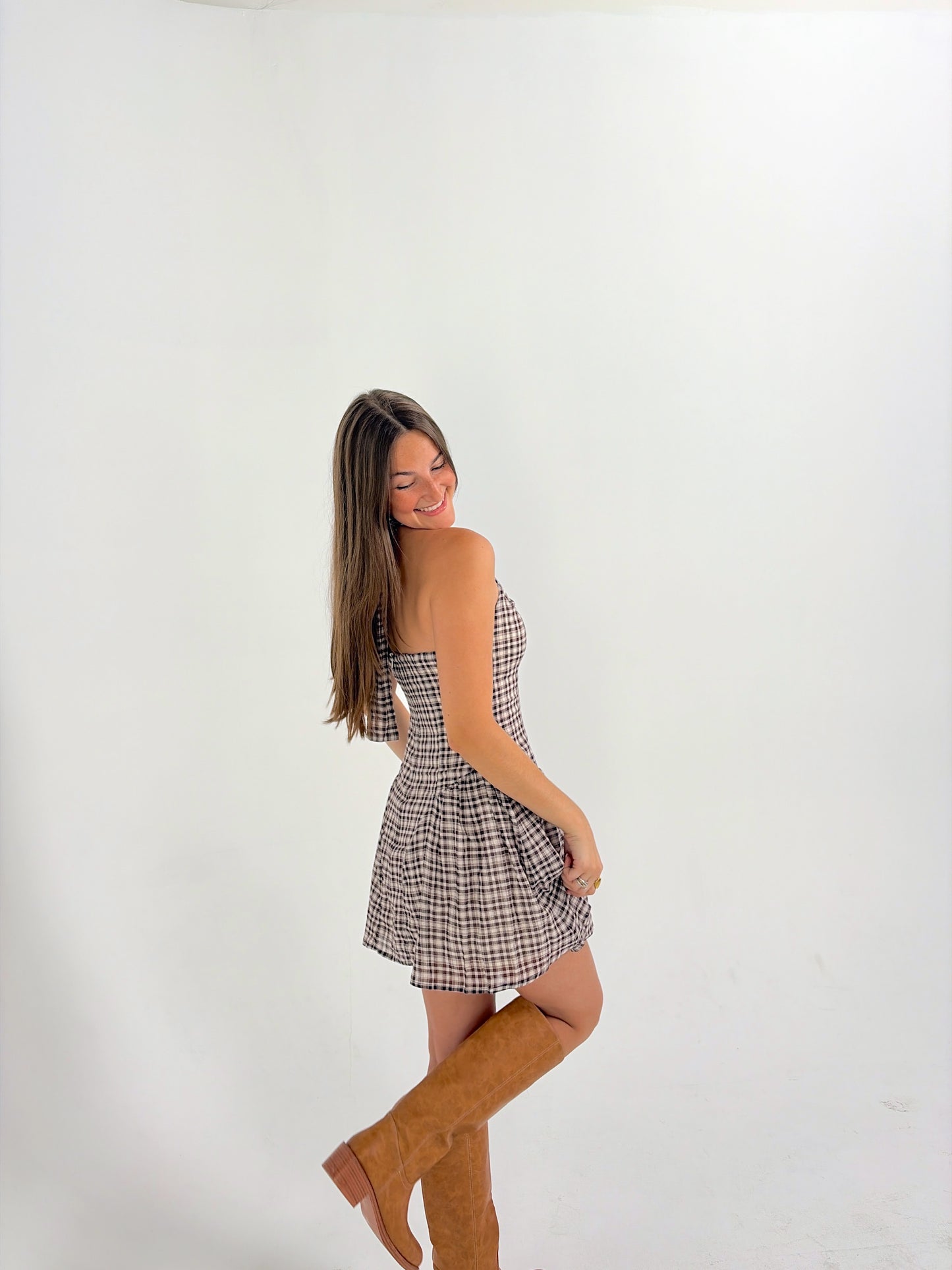 Autumn Plaid Halter Dress
