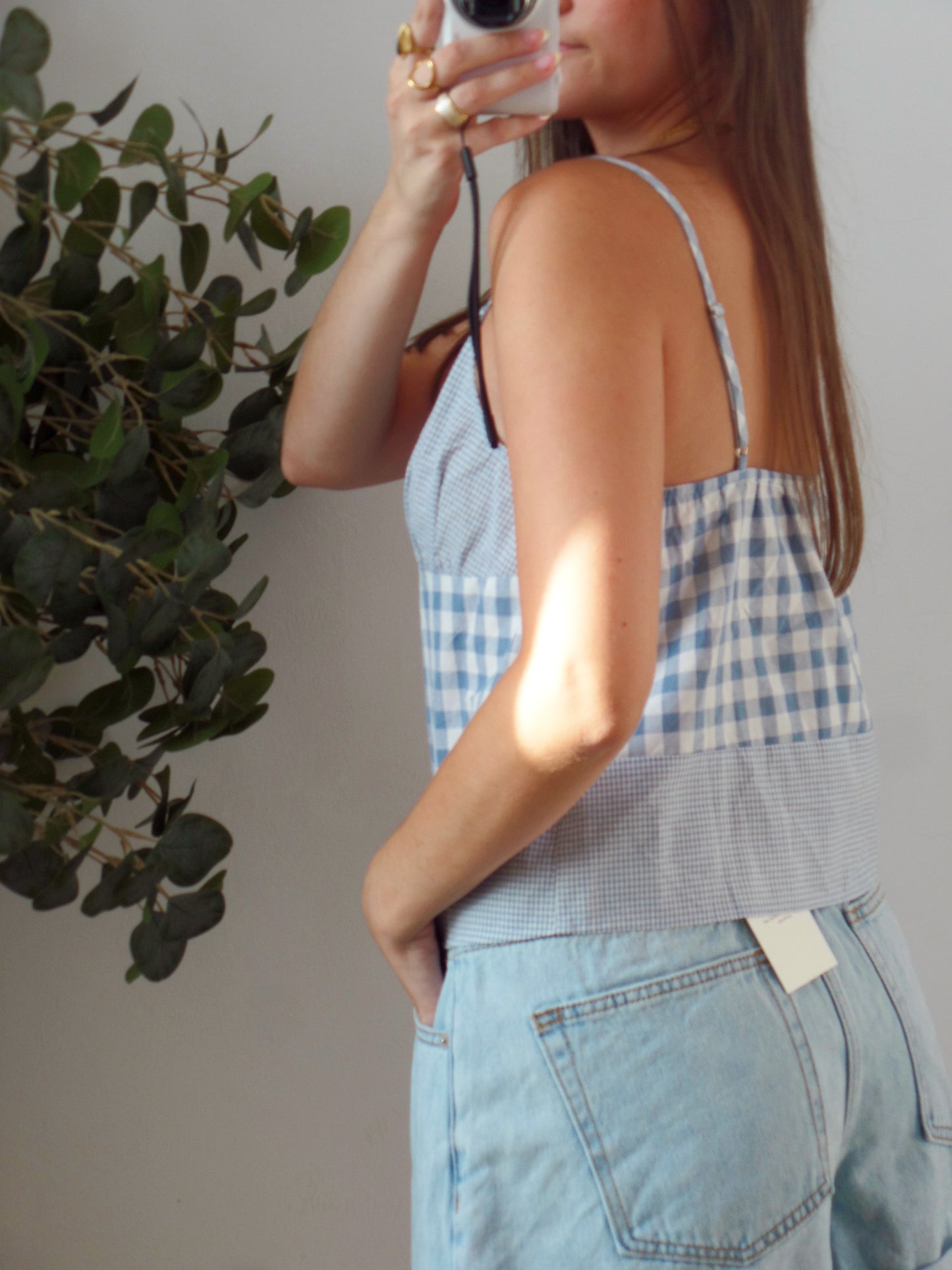Blue Gingham Tank Top