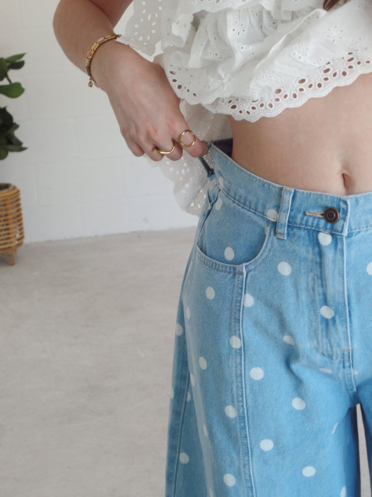 Spring Dots Barrel Jeans