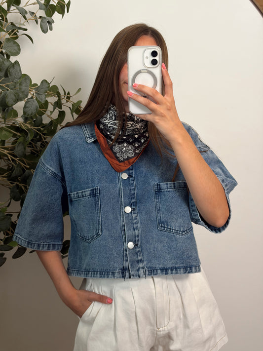Denim Button Top