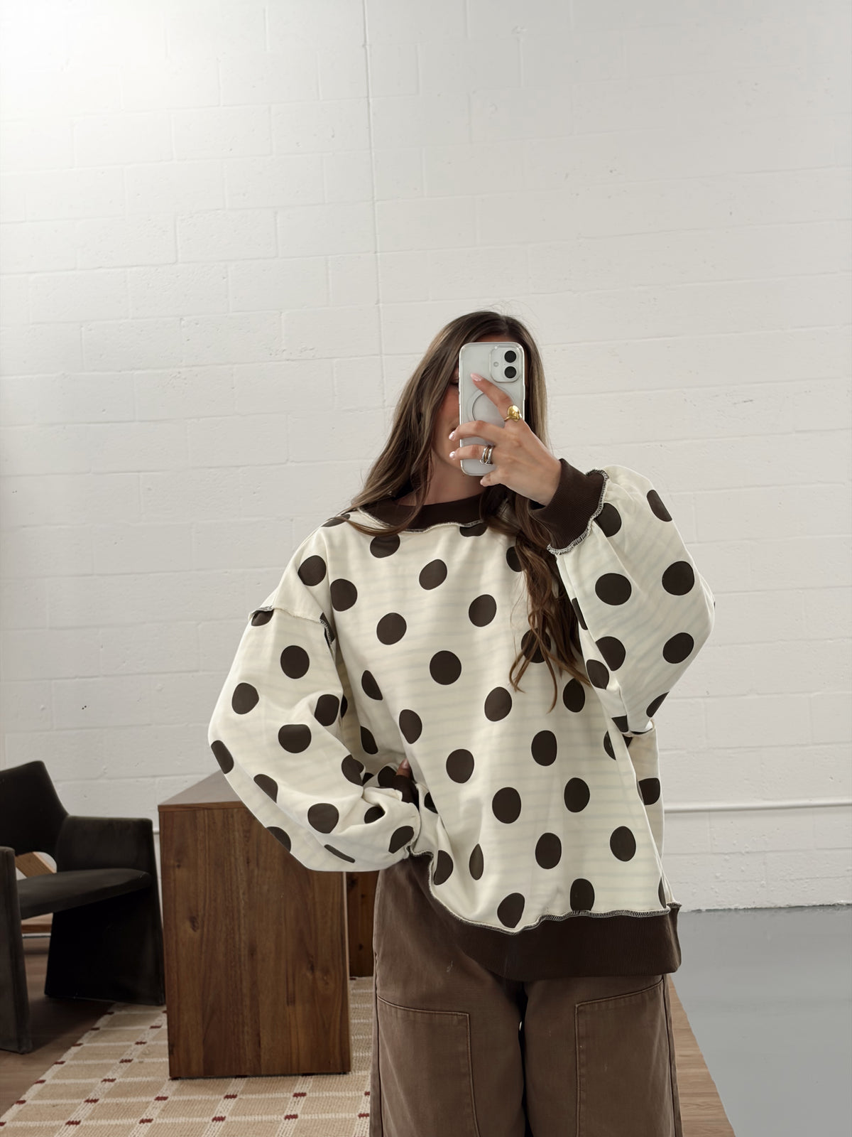 Reversible Stripe/Dots Oversized Top