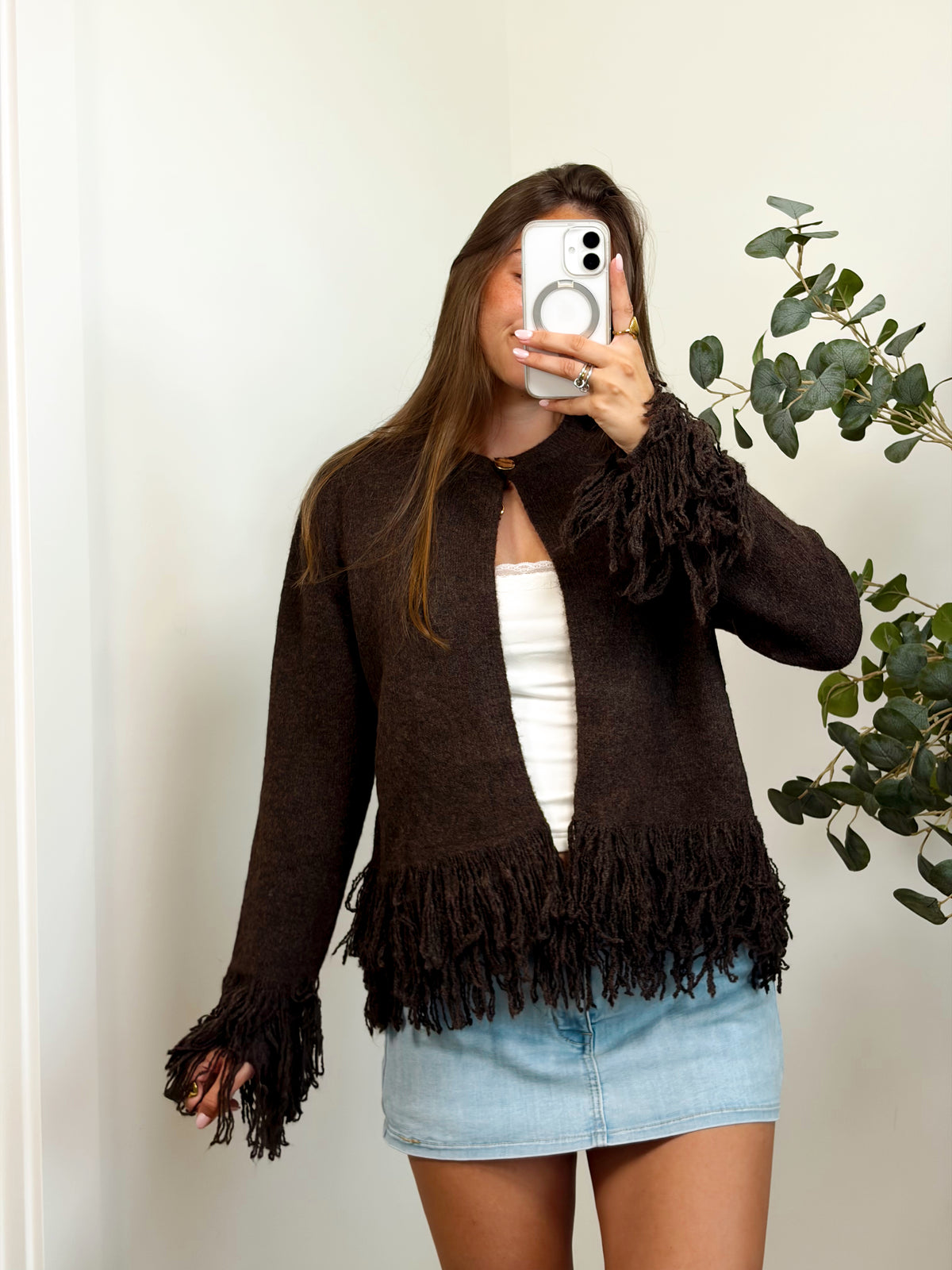 Fringe One Button Cardigan