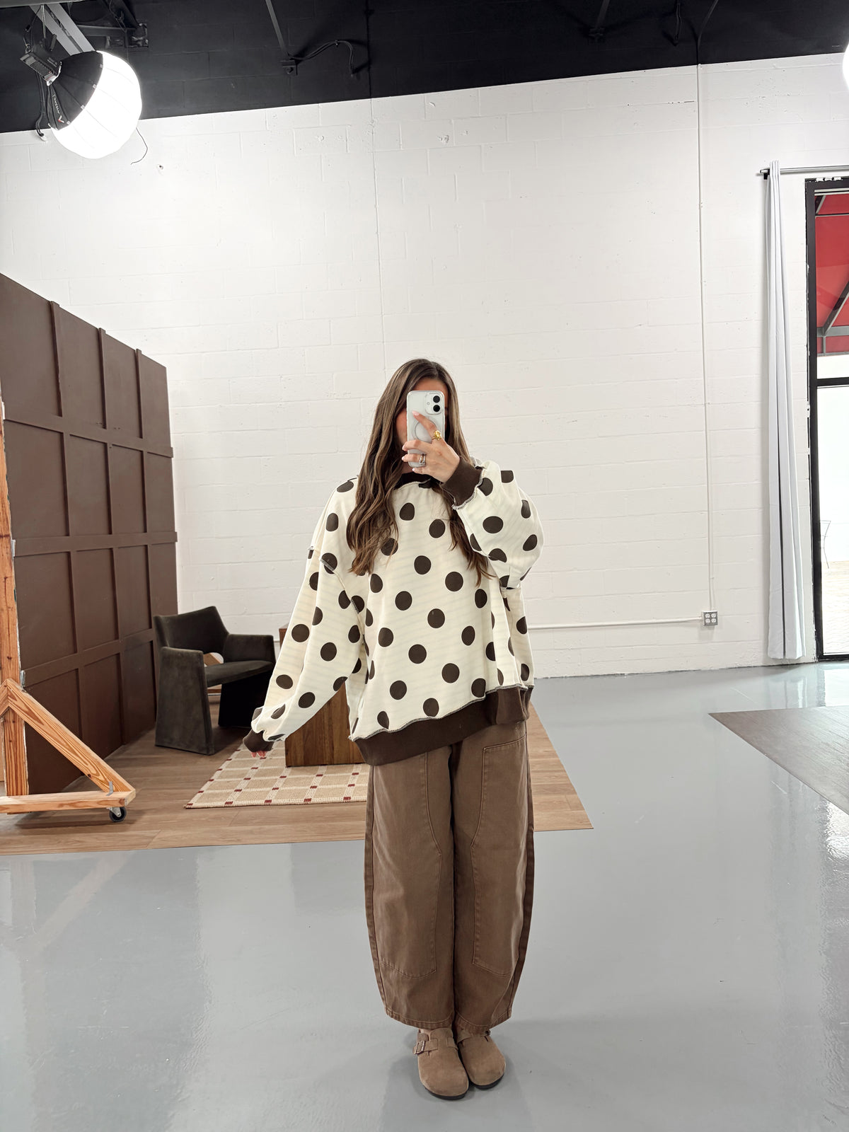Reversible Stripe/Dots Oversized Top