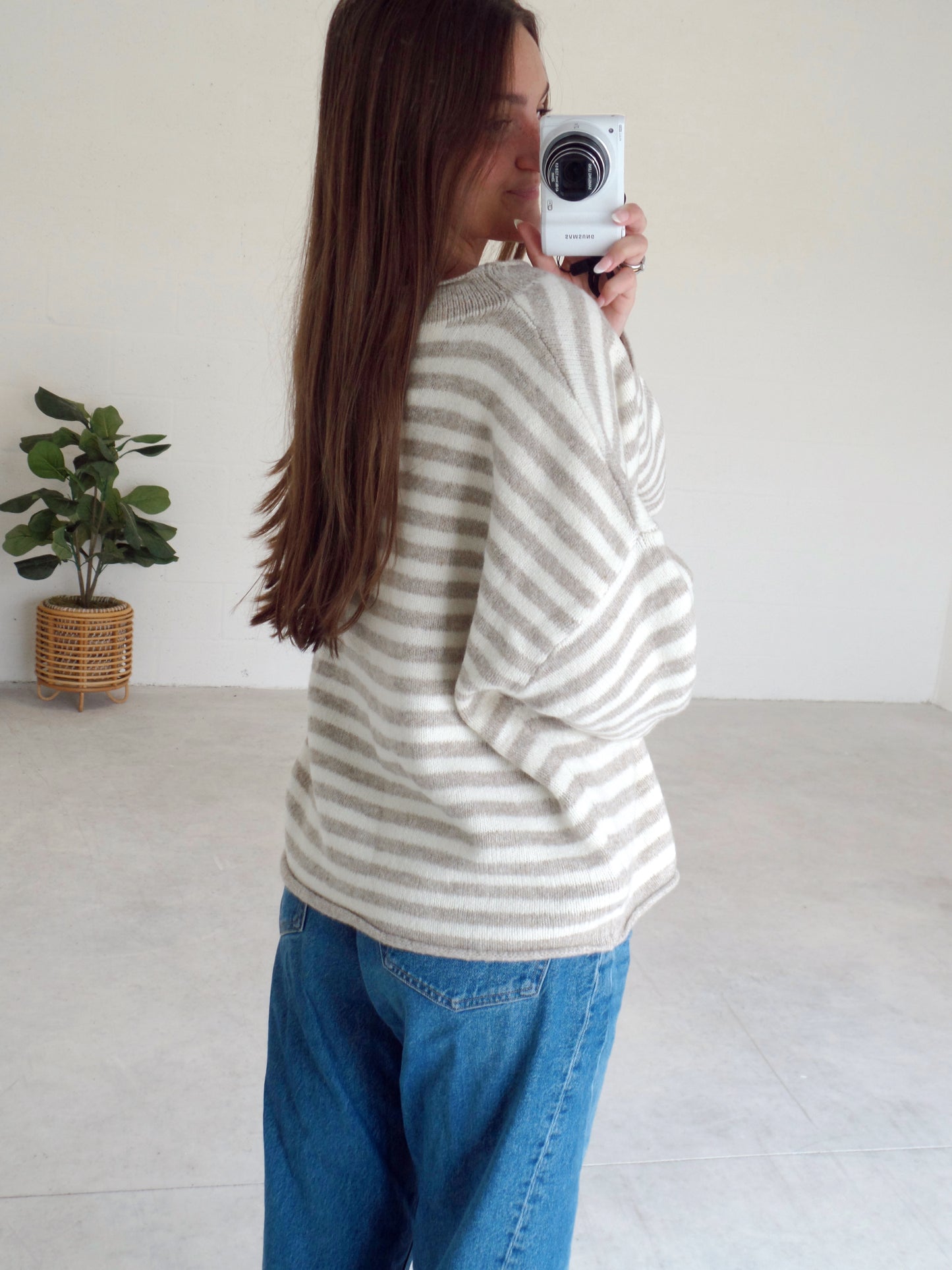 Oat Latte Stripe Cardigan