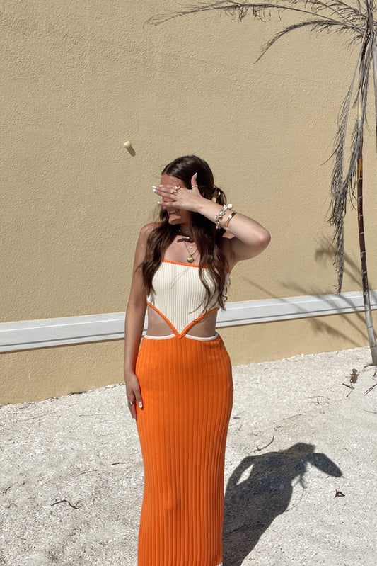 Citrus Shores Cutout Midi Dress