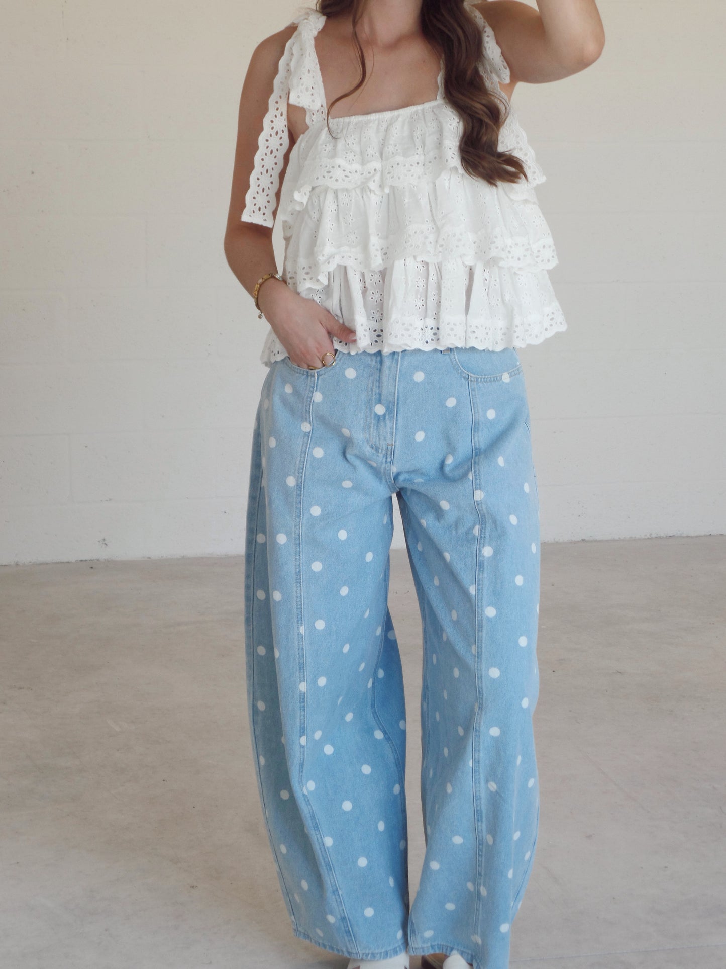 Spring Dots Barrel Jeans