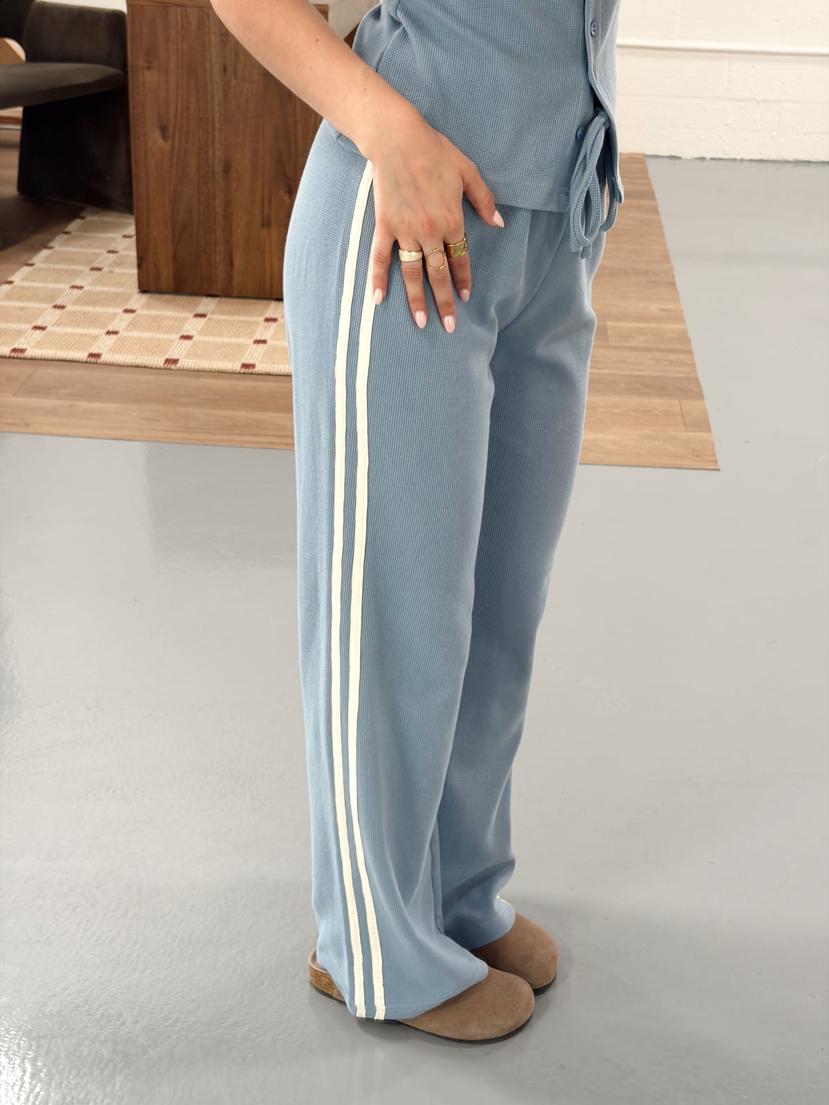 Blue Waffle Knit Set