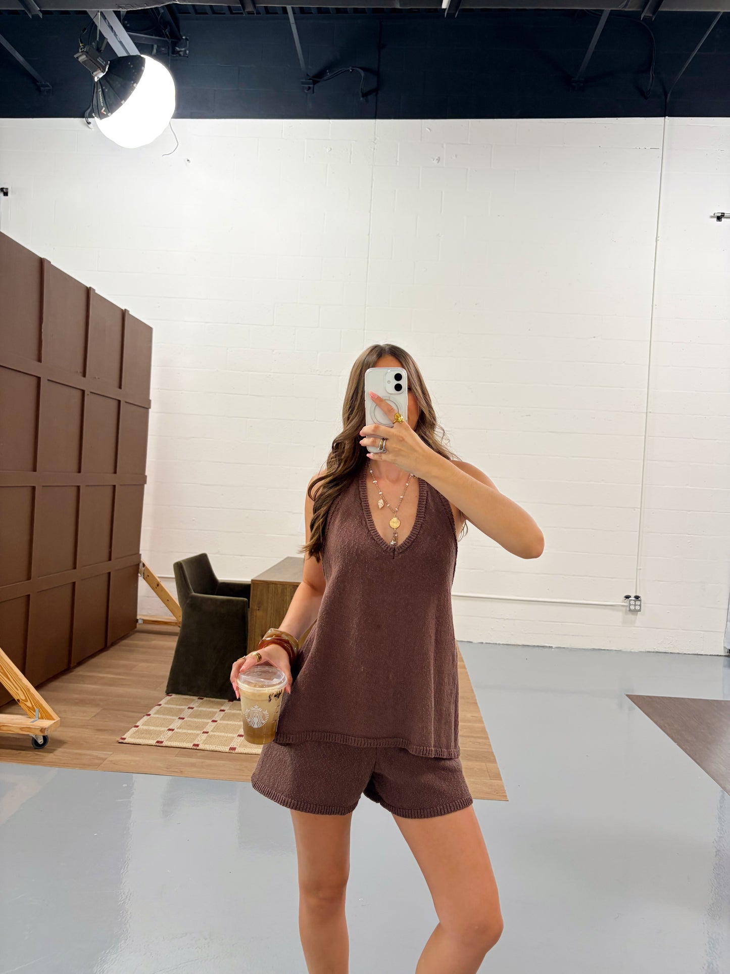 Brown Halter Short Set