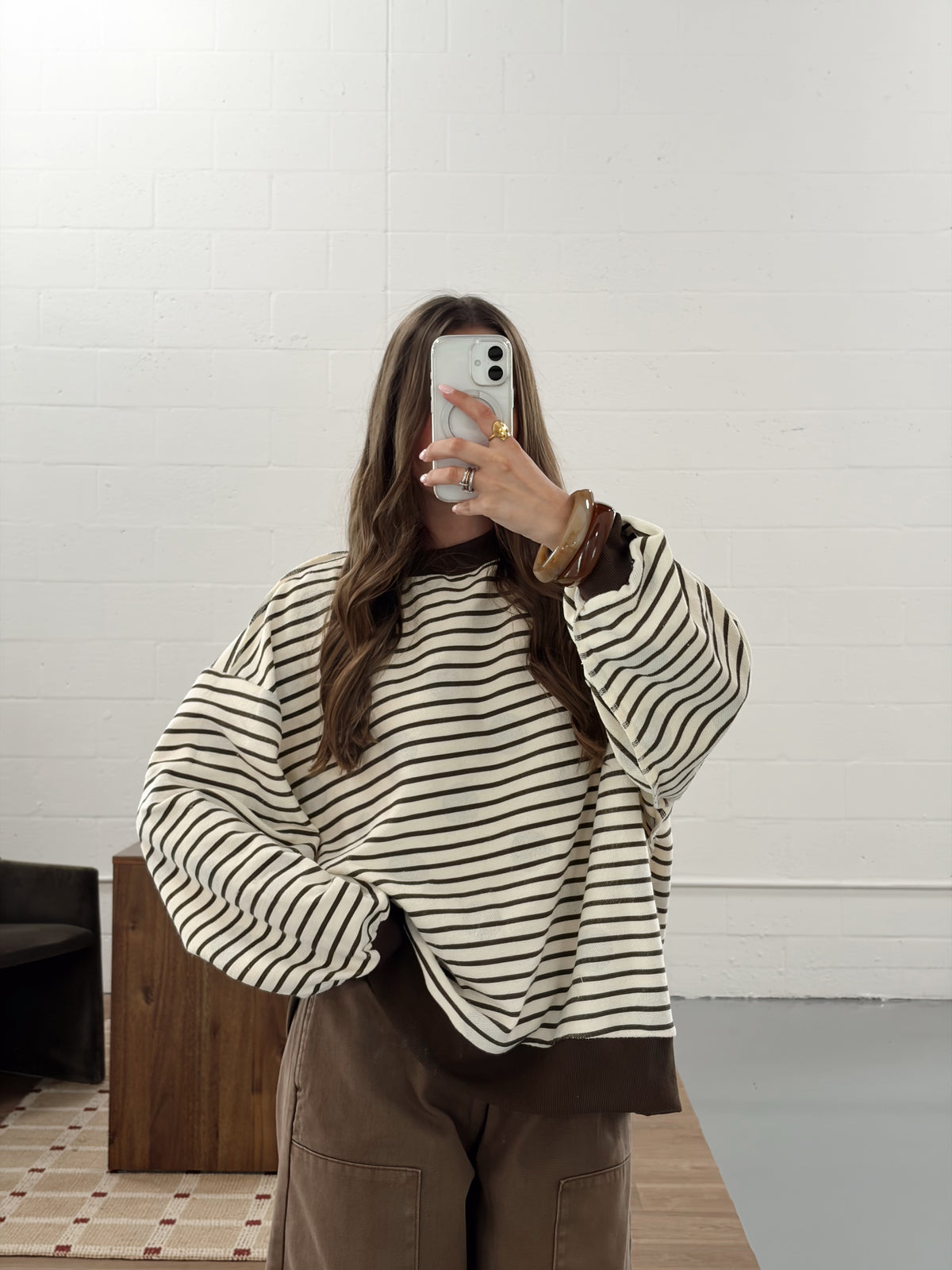 Reversible Stripe/Dots Oversized Top