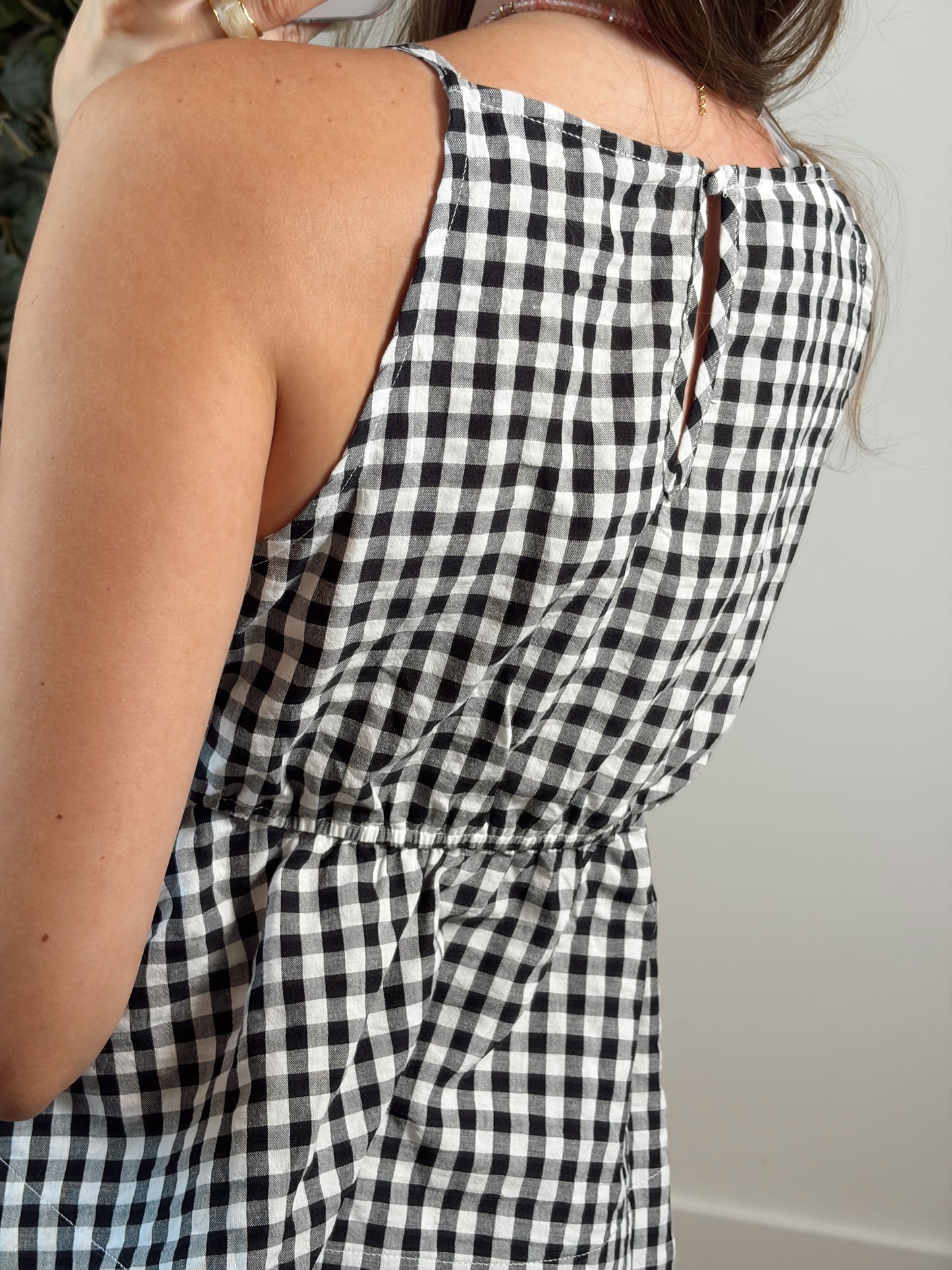 Black Gingham Top