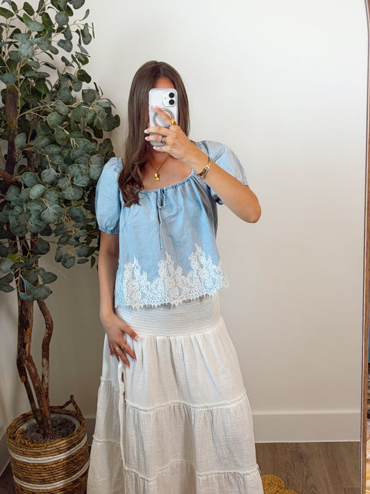 Denim Lace Top