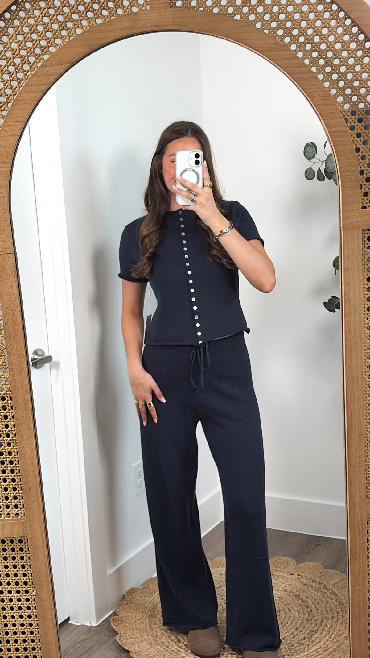 Navy Cotton Pant Set