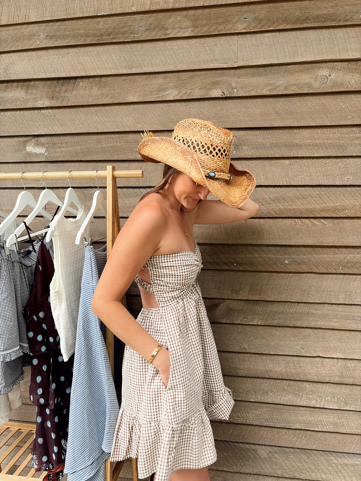 Brown gingham dress