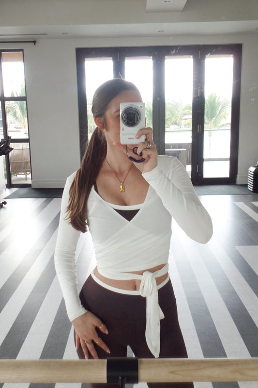 Vanilla Wrap Tie Athletic Top