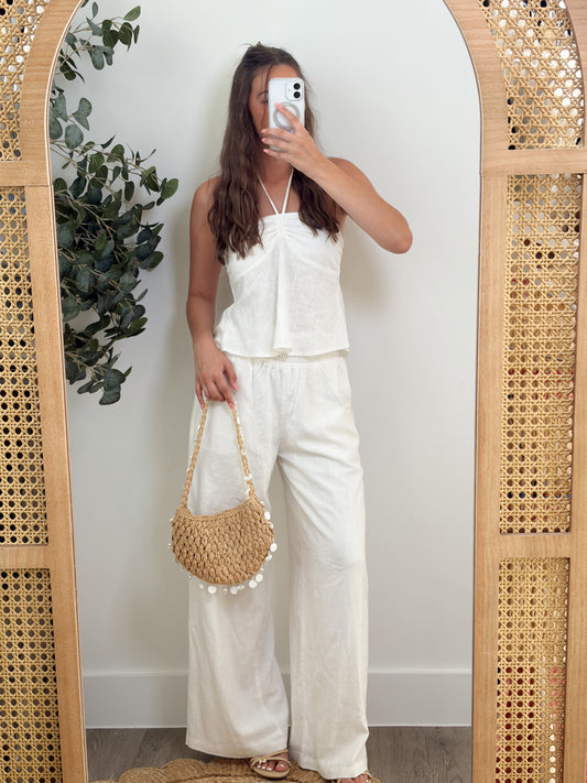 White Linen Pant Set