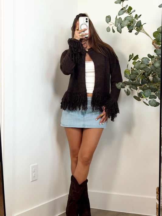 Fringe One Button Cardigan
