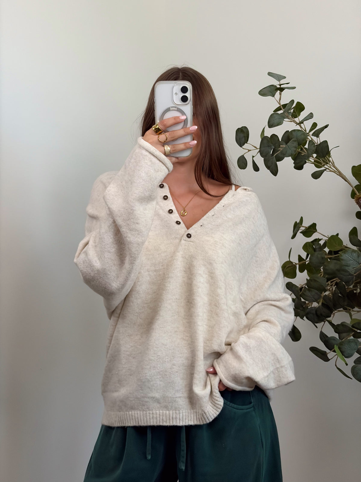 Oatmeal Oversized Henley