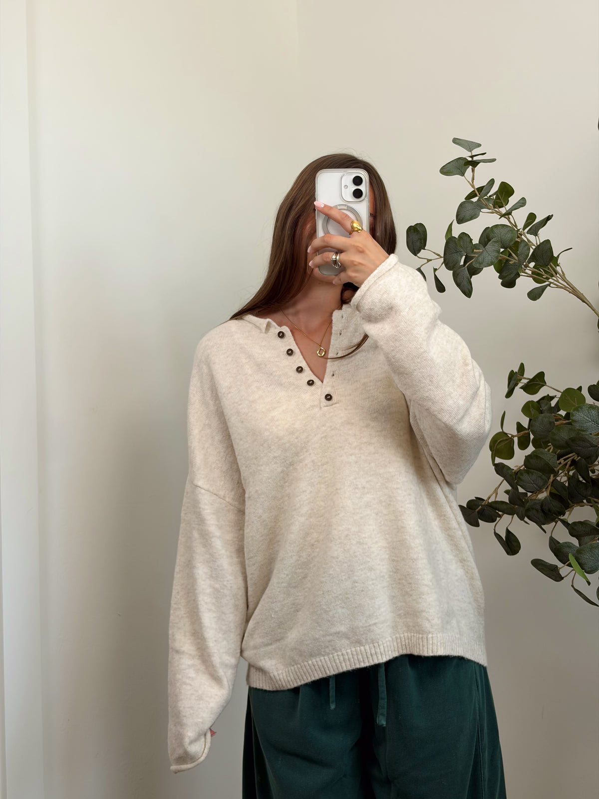 Oatmeal Oversized Henley