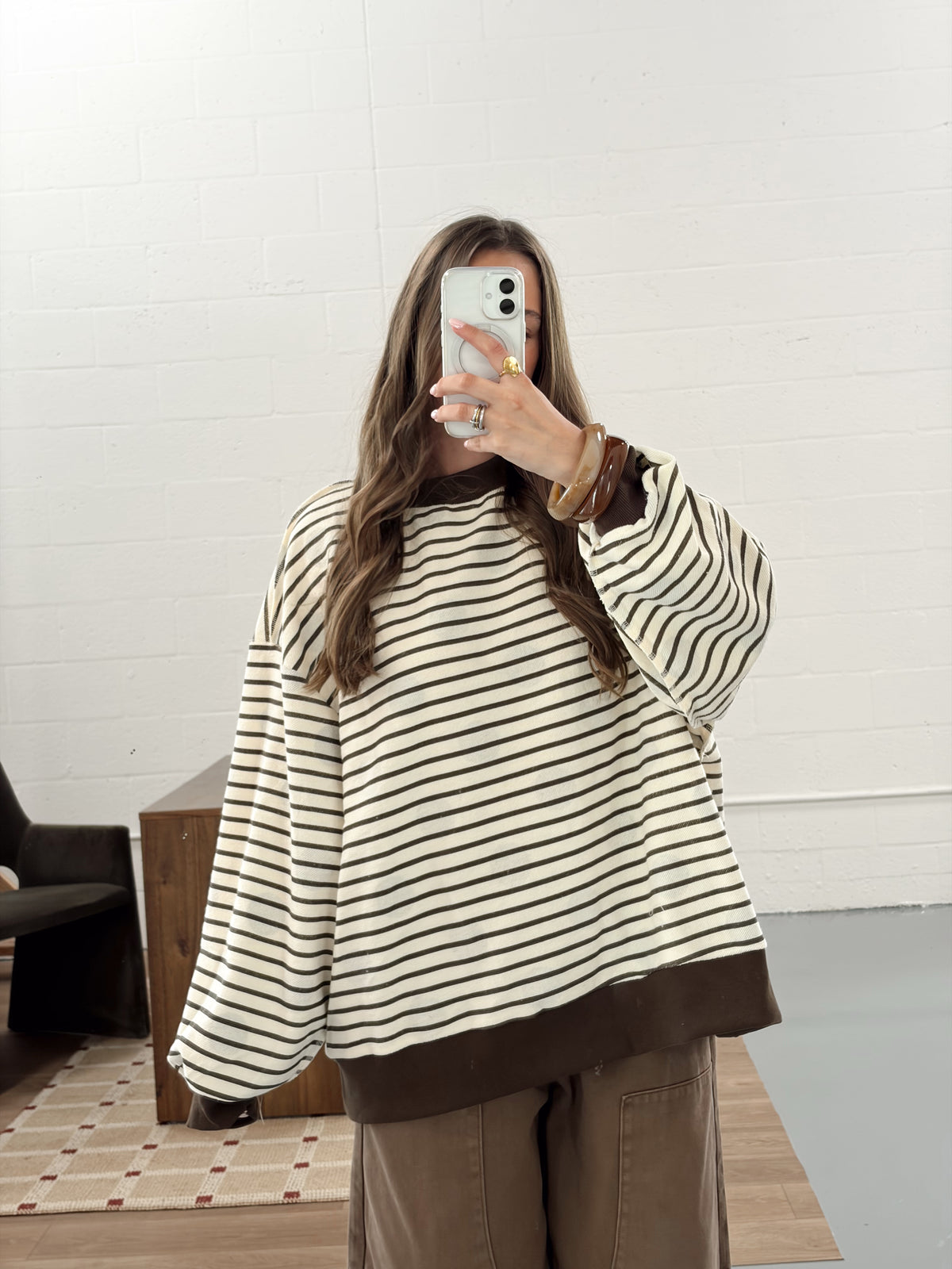 Reversible Stripe/Dots Oversized Top
