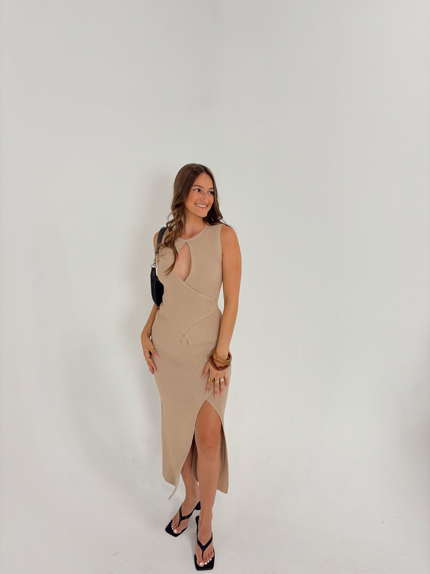 Knit Wrap Tie Skirt Set
