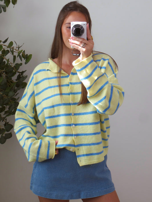 Lemon Sky Stripe Cardigan