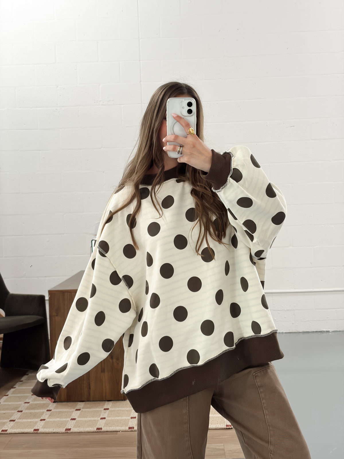 Reversible Stripe/Dots Oversized Top