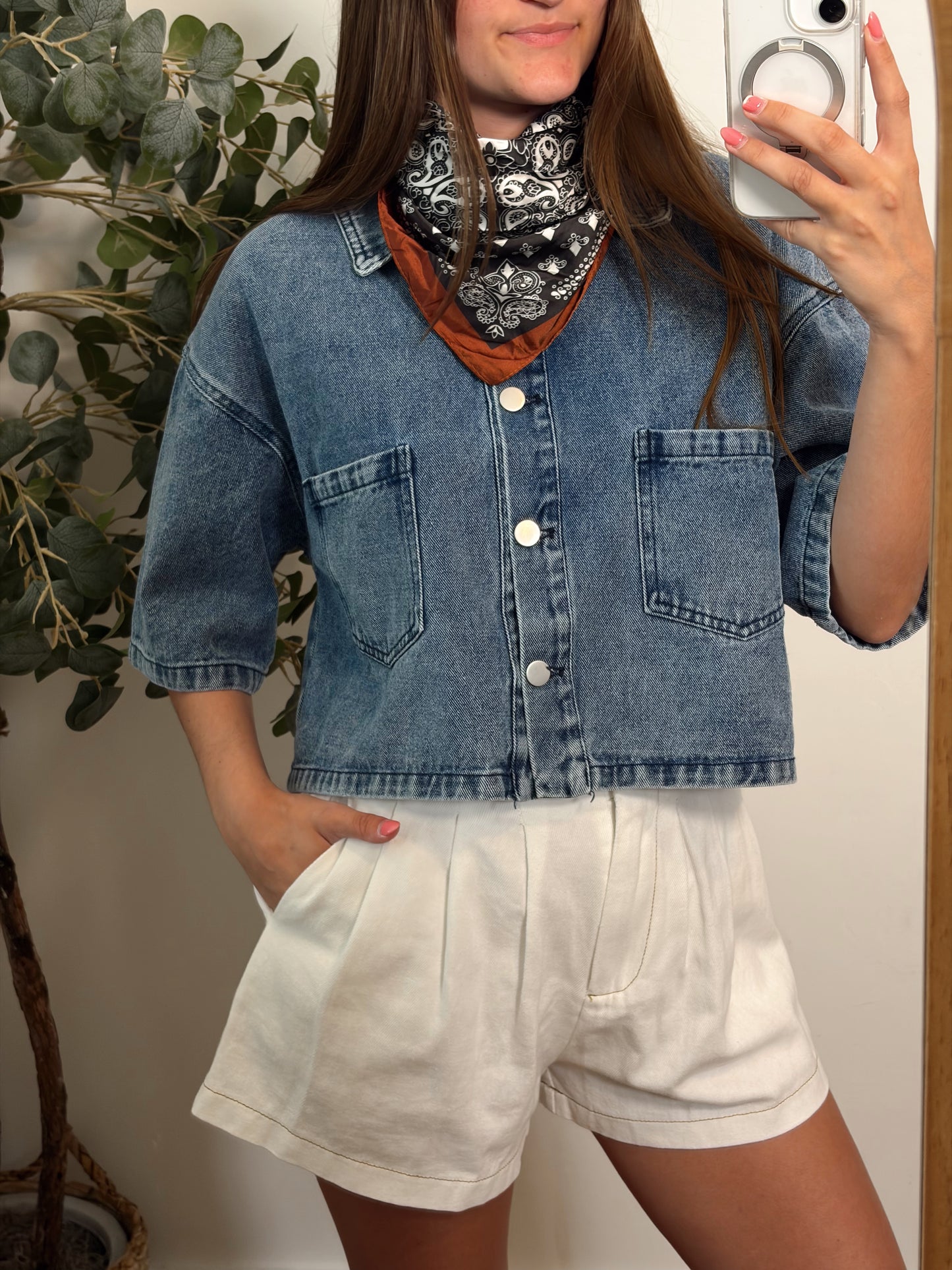 Denim Button Top