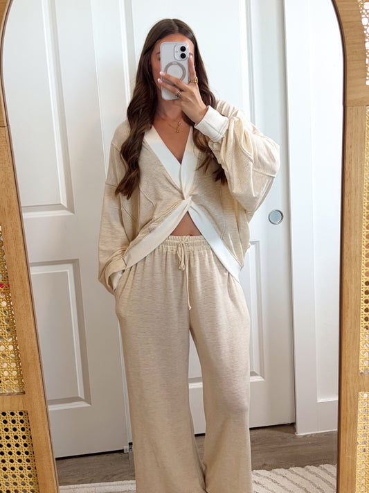 Easy Escape Twist Front Pant Set