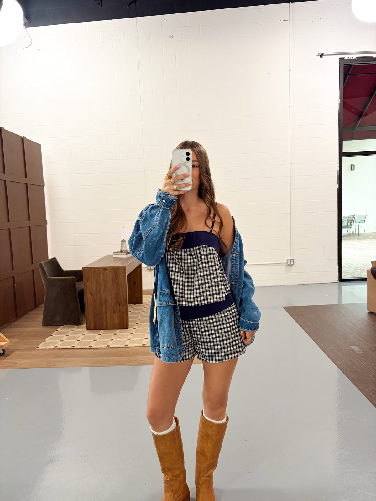 Crisp Air Plaid Fold Over Set