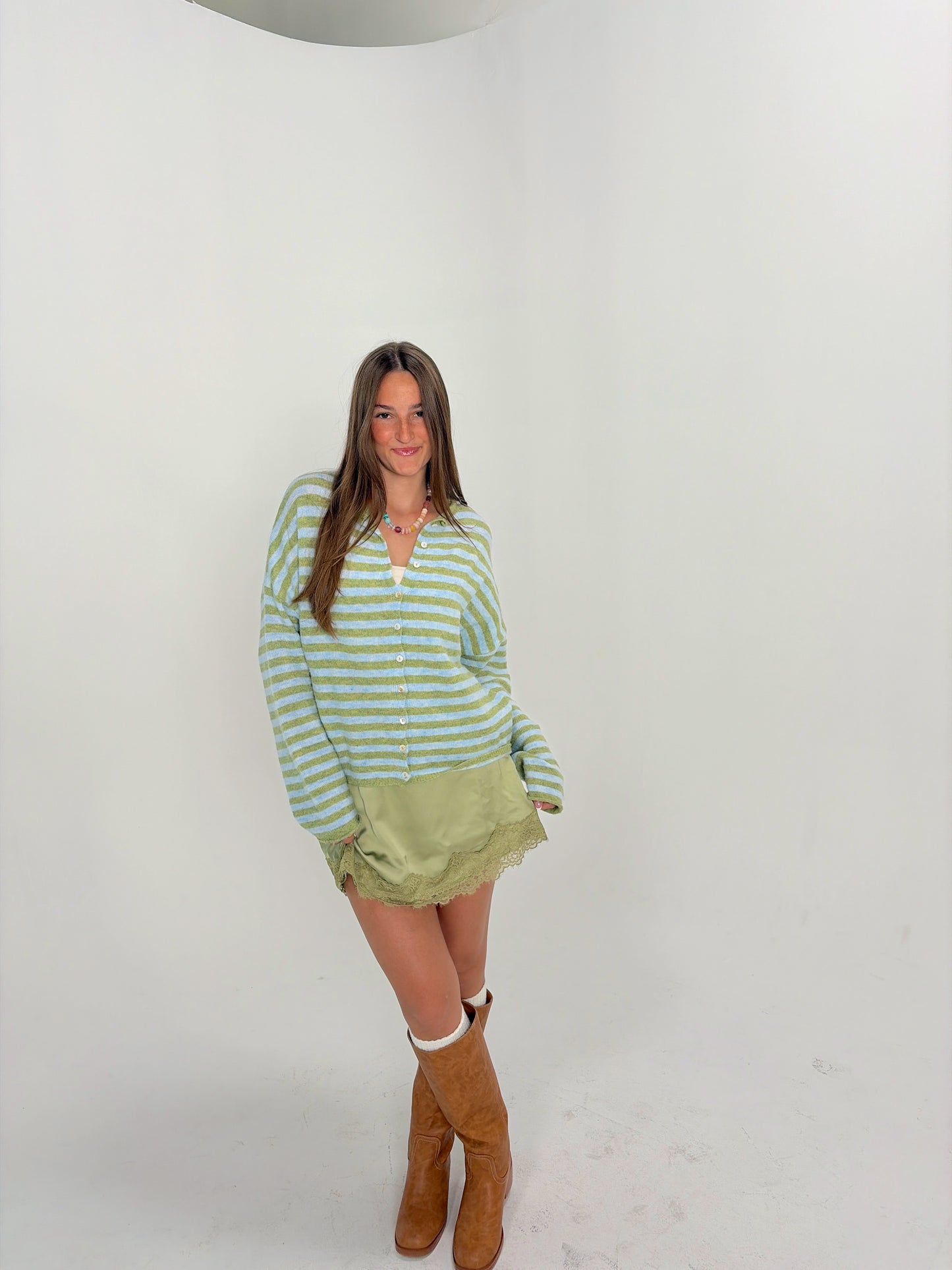 Matcha Satin Lace Skort
