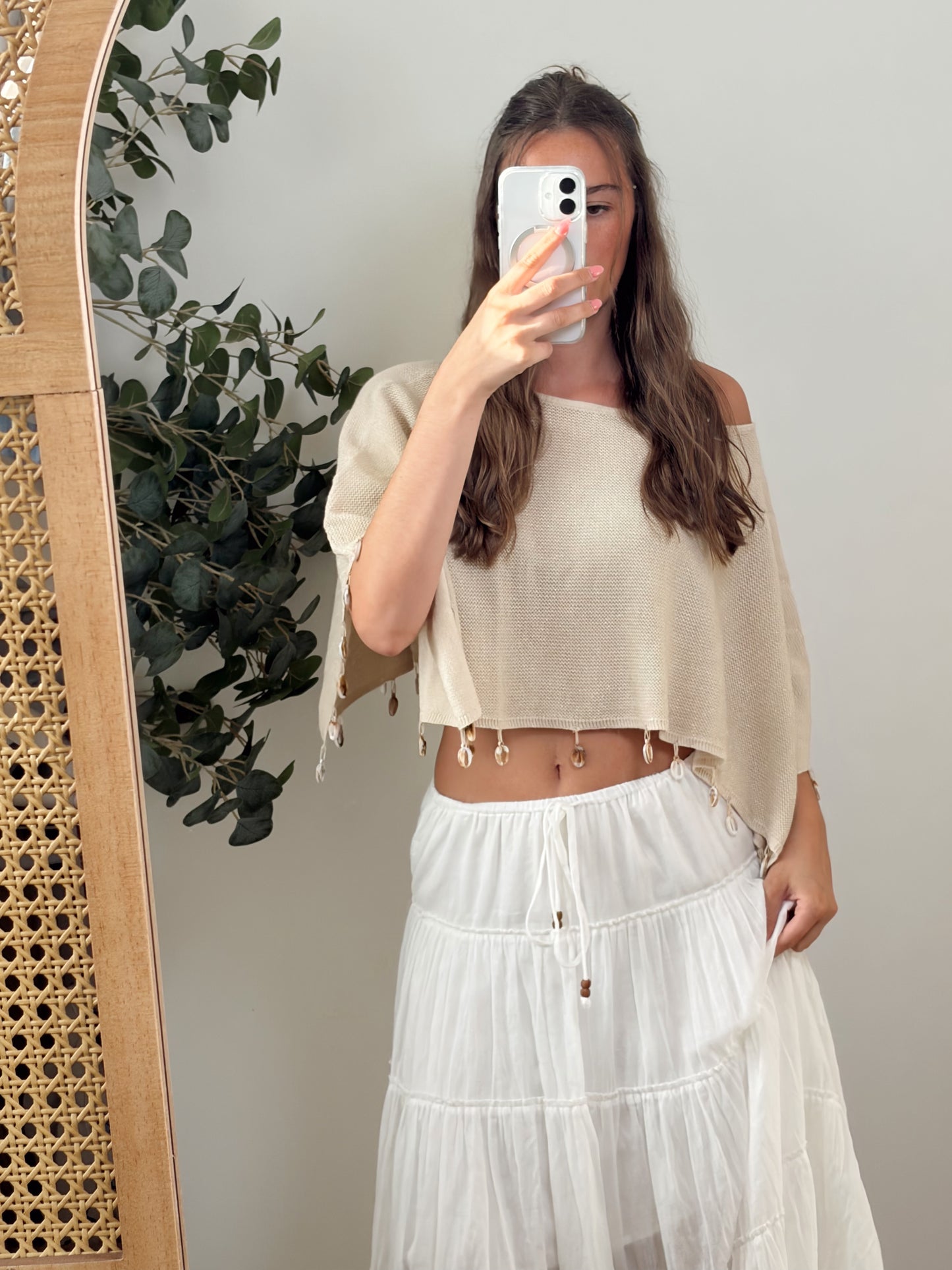 Neutral Shimmer Shell Poncho