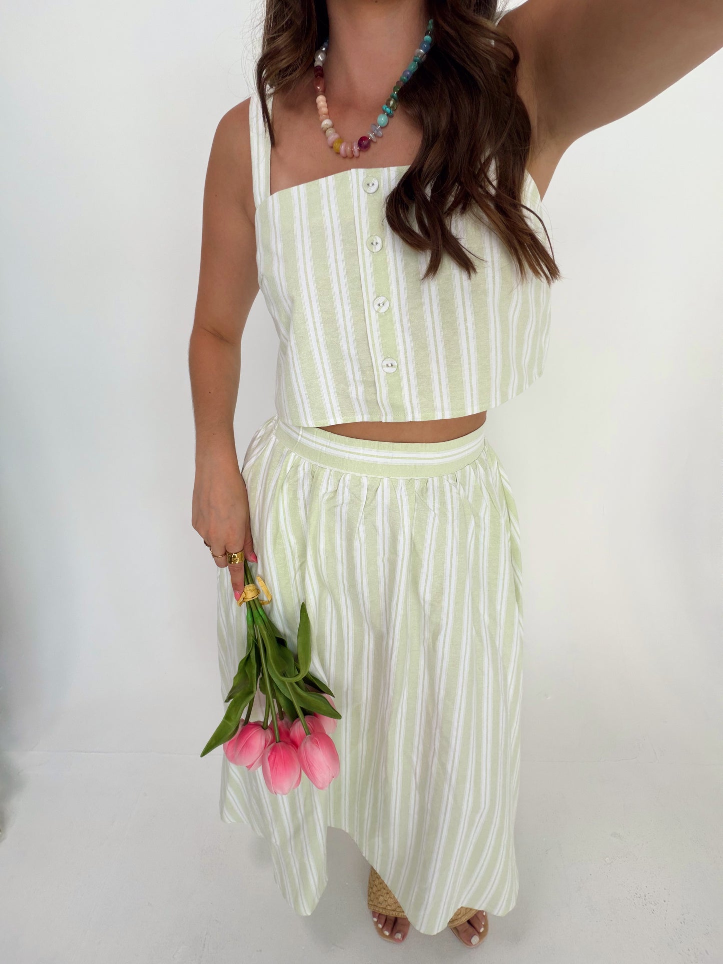 Green Maxi Skirt Set