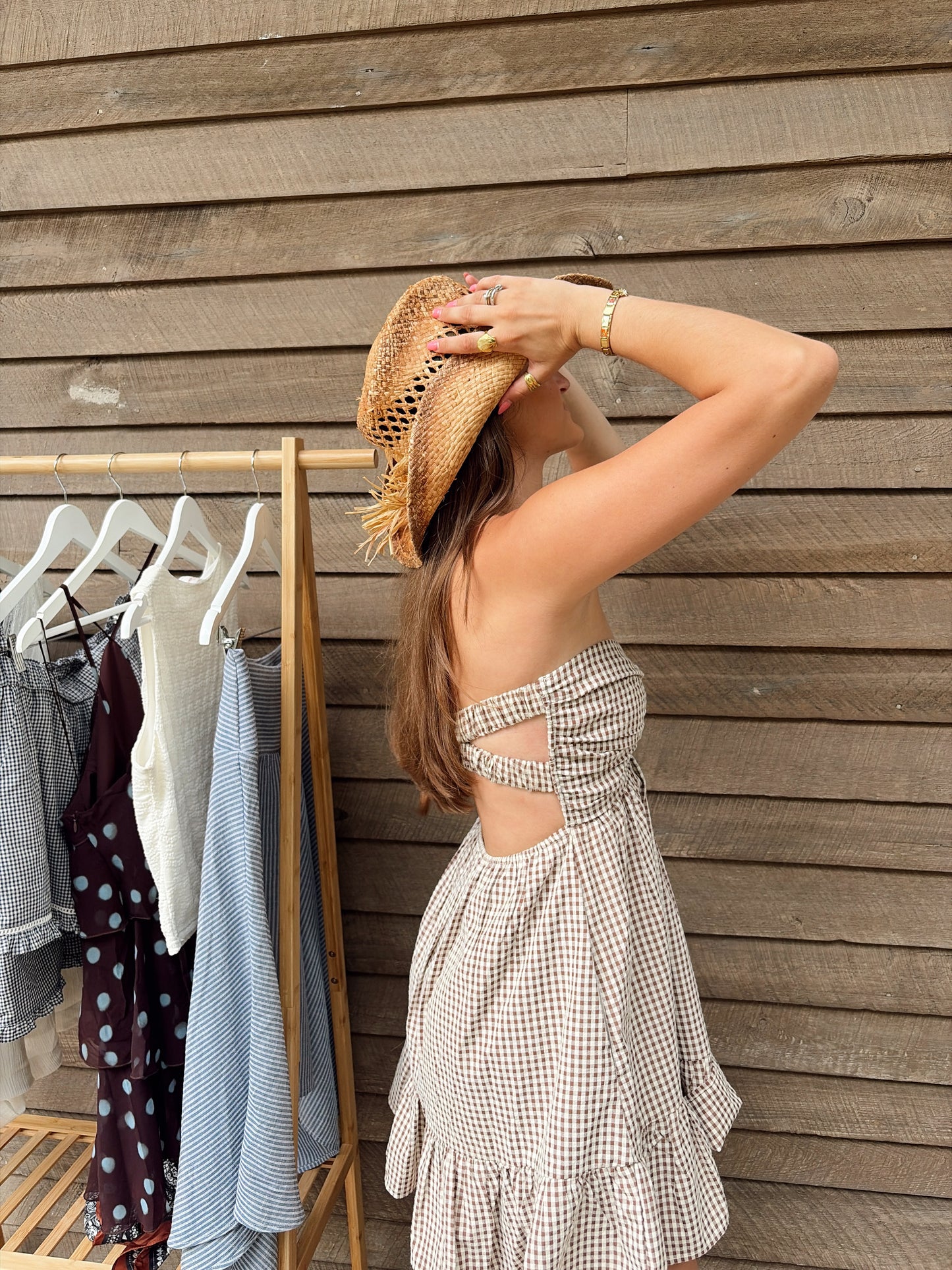 Brown gingham dress