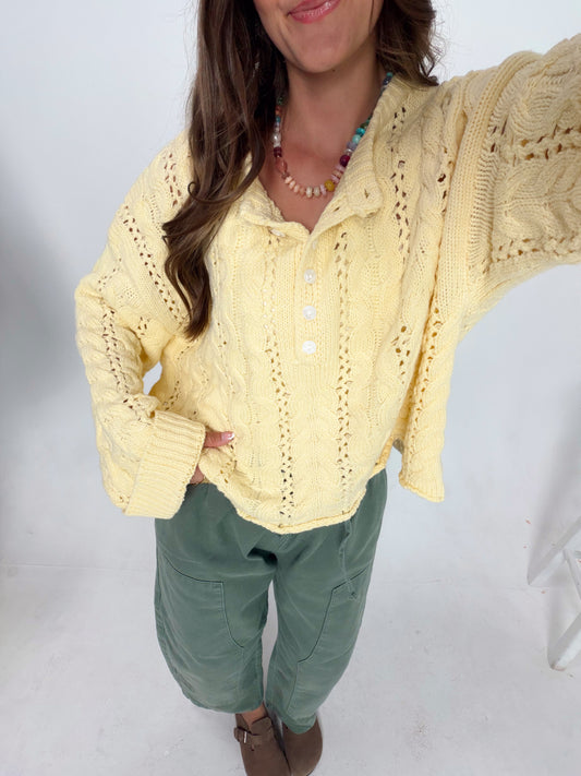 Butter Yellow Cable Knit Sweater
