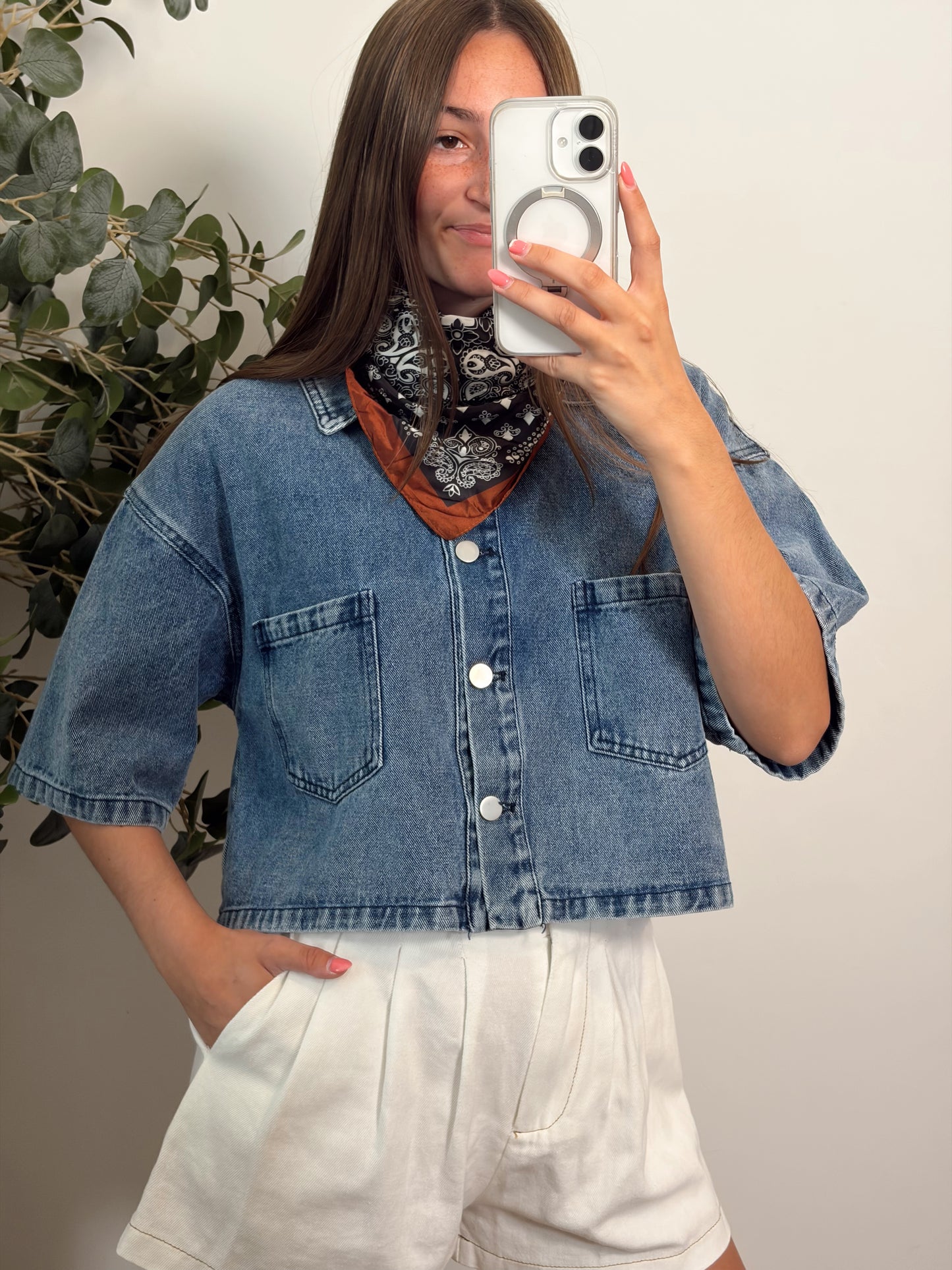 Denim Button Top