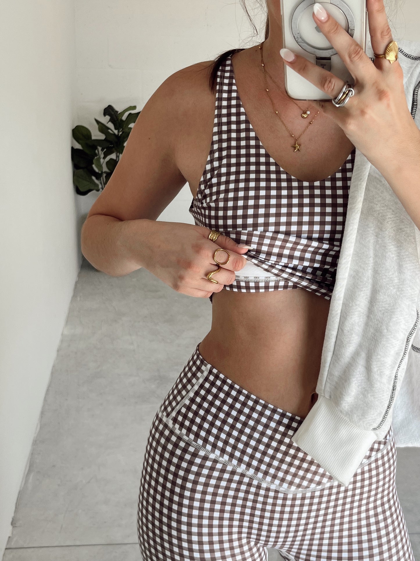 Brown Sugar Gingham Athletic Set