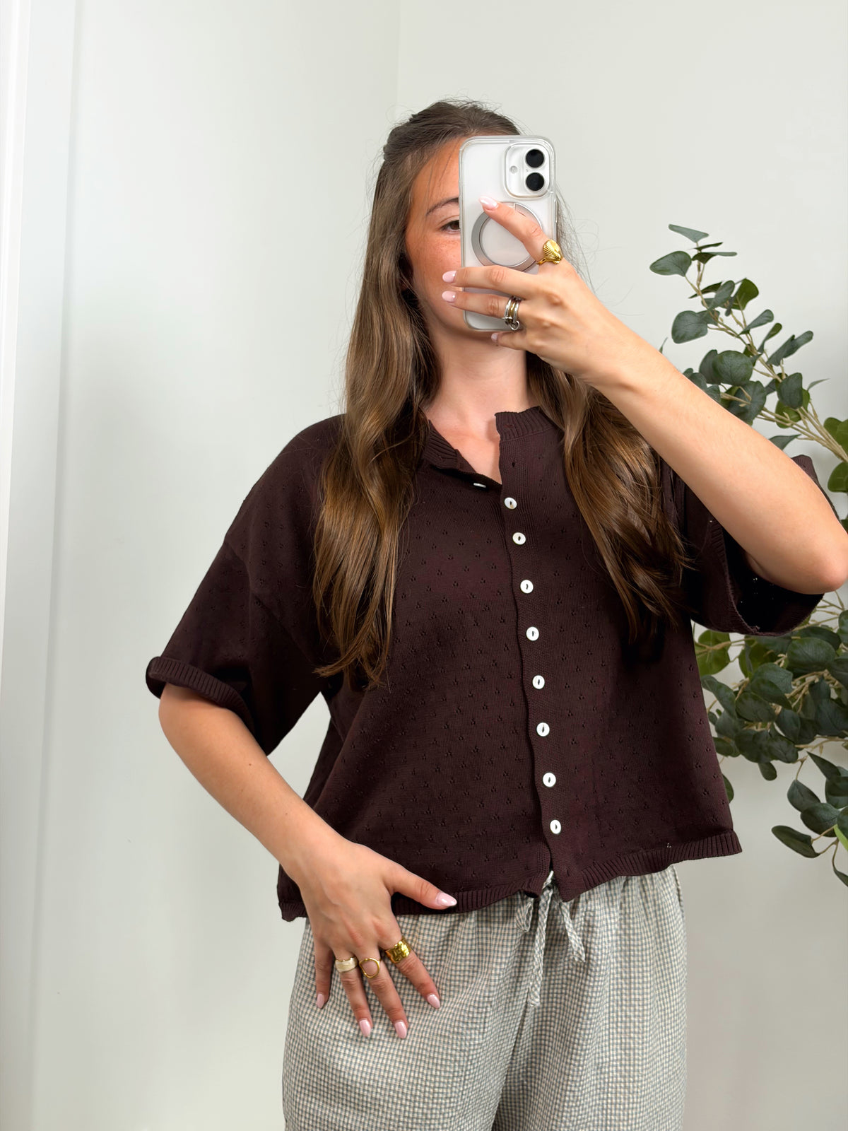 Chocolate Pointelle Cardigan