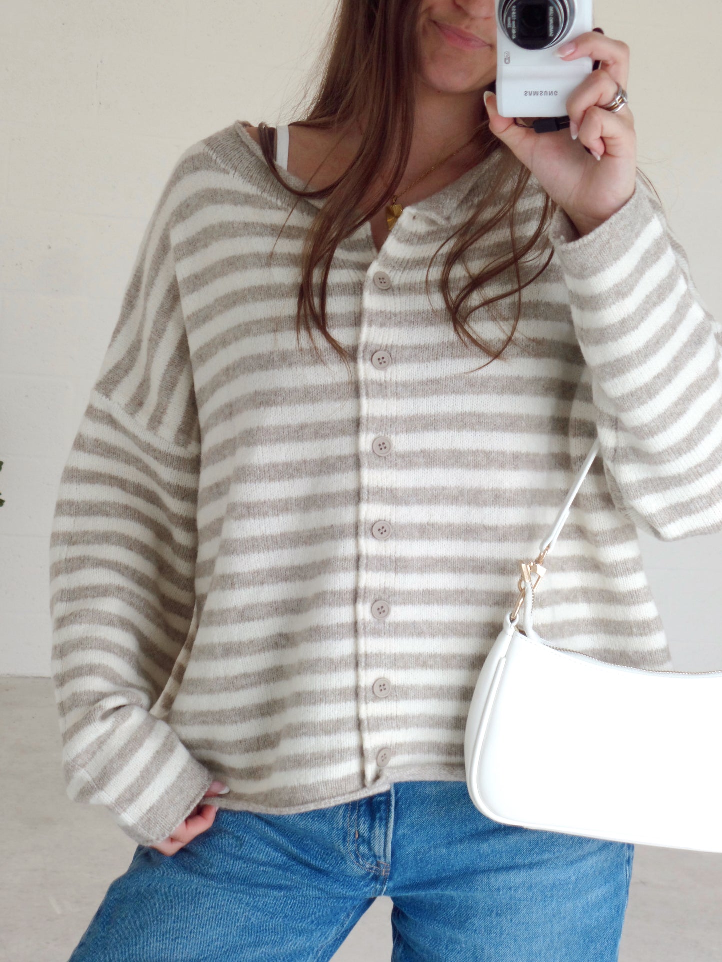 Oat Latte Stripe Cardigan