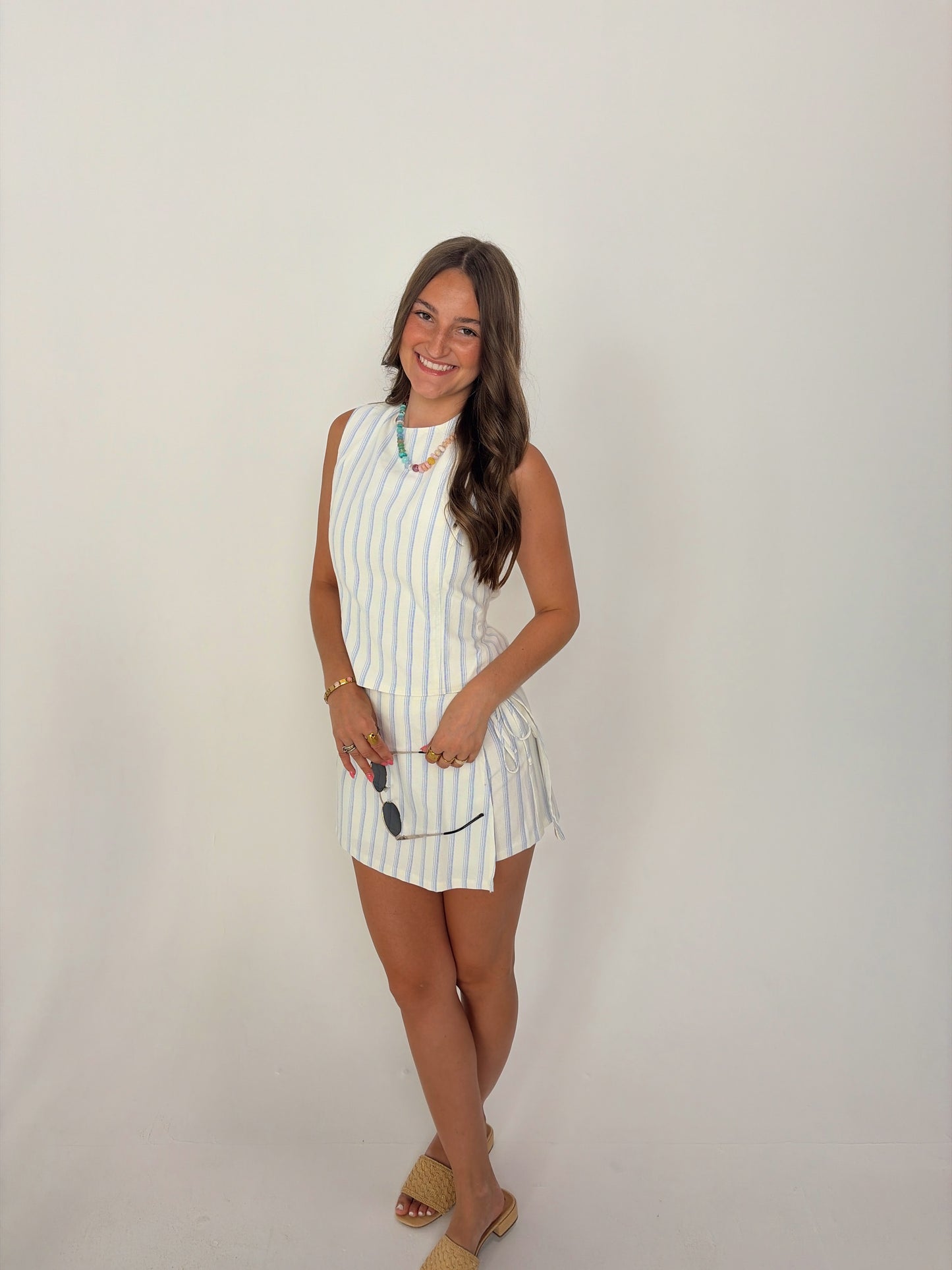 White stripe skort set