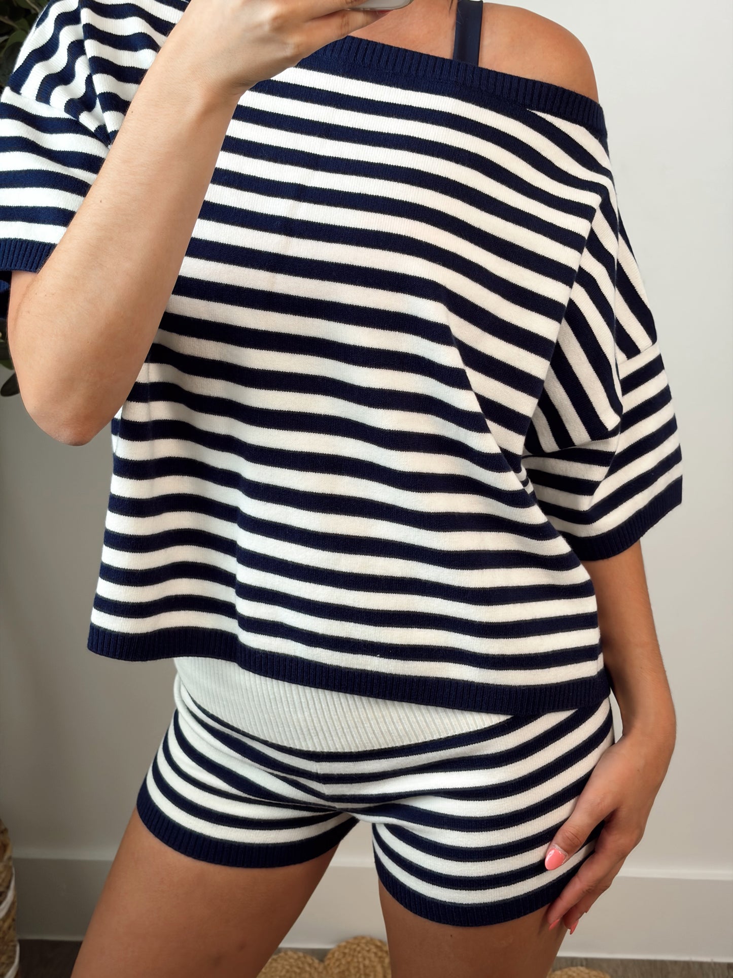 Navy/white Fold Over Set