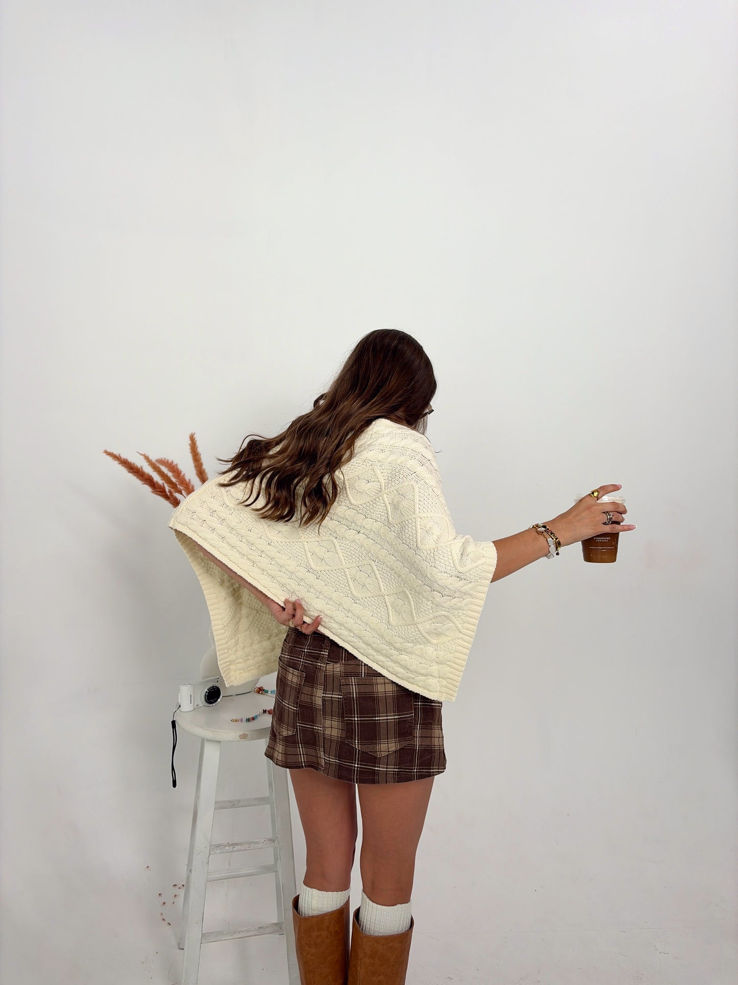 Cream Knit Poncho