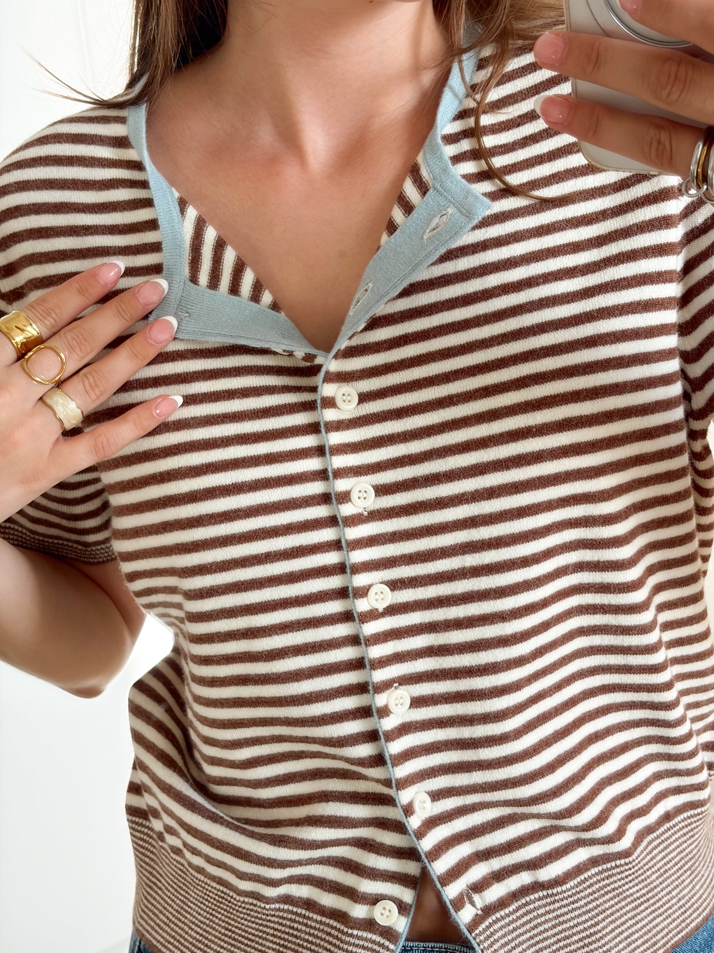 Mocha Skies Button Tee
