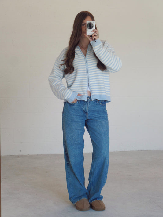 Cloudy Skies Double Zip Sweater