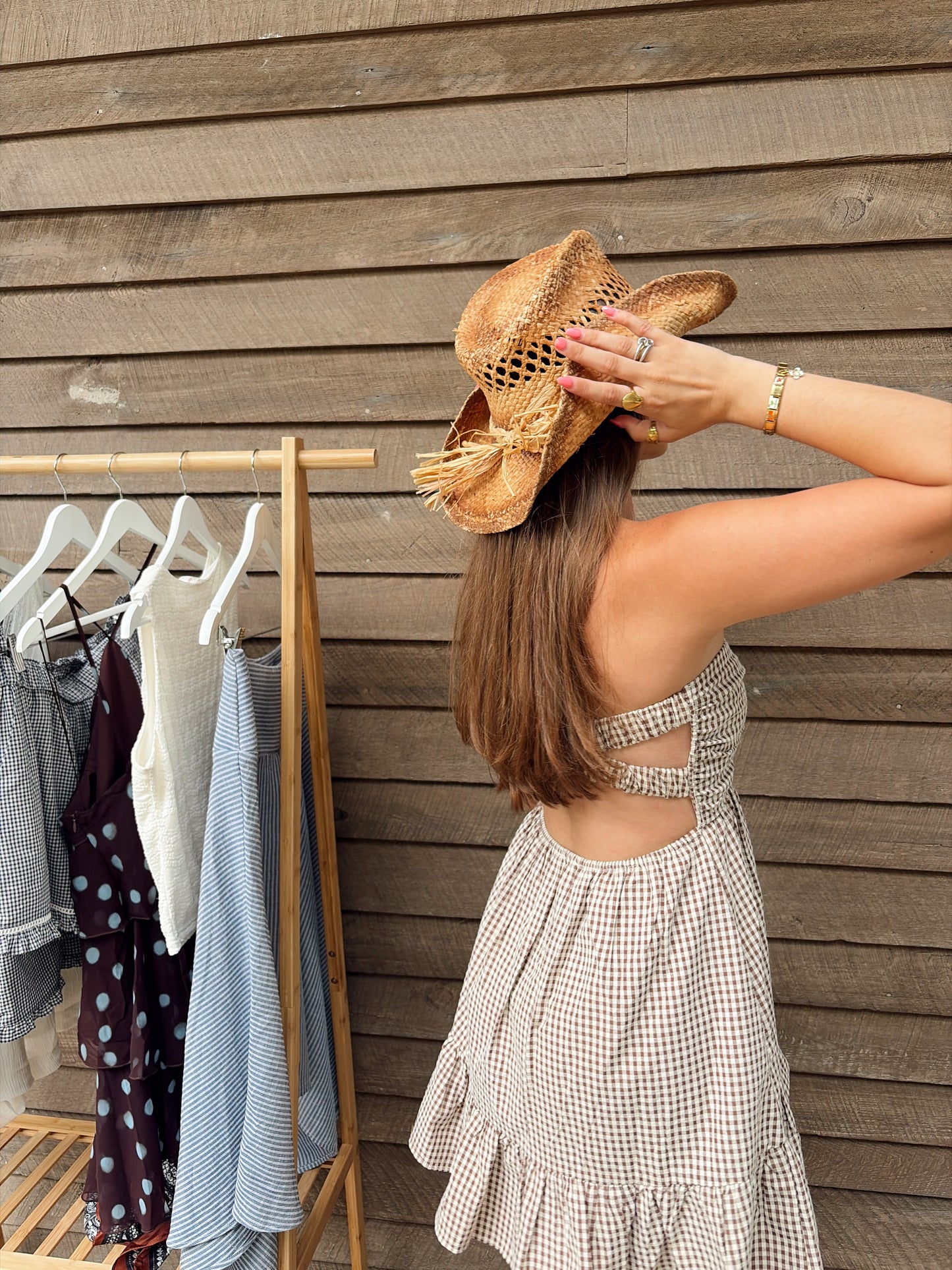 Brown gingham dress